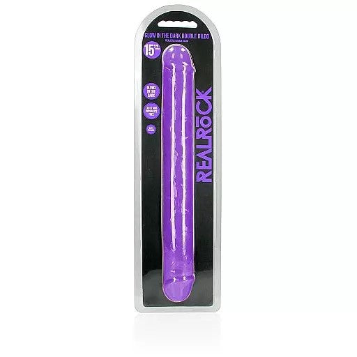 purple 15" glowing jelly double ended dildo