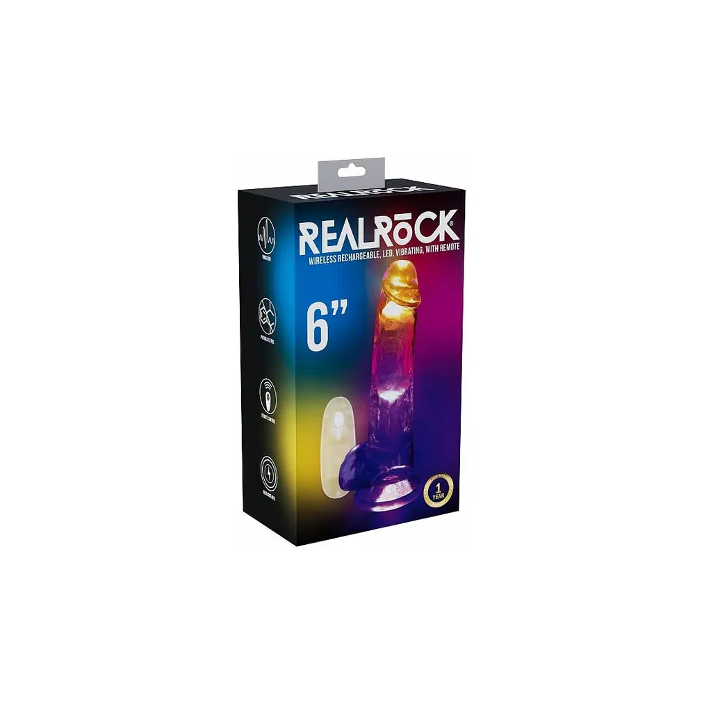 Realrock LED Remote Control Vibrating Dildo 6" by Shots
