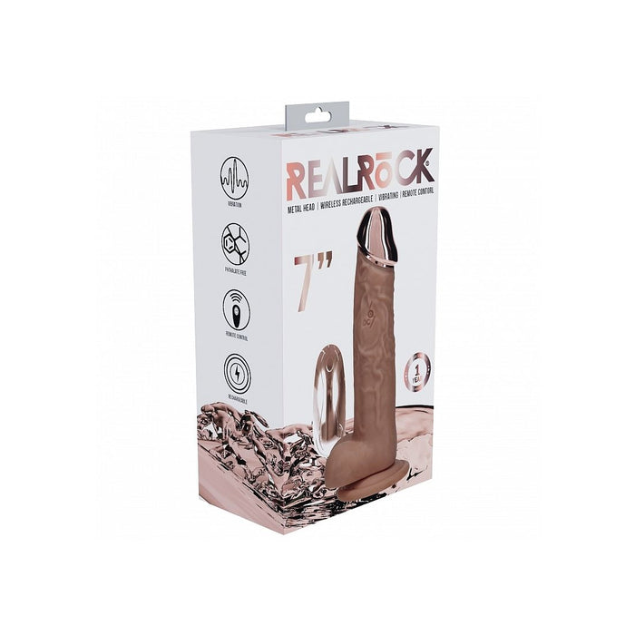 Package of a 7-inch dildo with 'Real Rock' branding on a white background