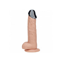 dildo product with a metallic tip on a white background