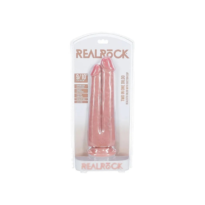beige two in one realistic dildo in package