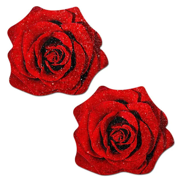 red glitter rose pasties