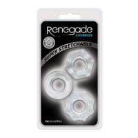 renegade chubbies package with 3 clear jelly cock rings