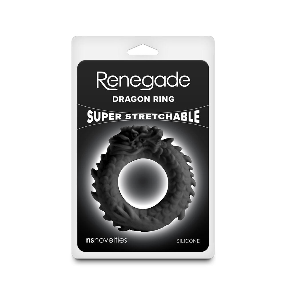Black dragon ring packaging with Renegade branding on a white background