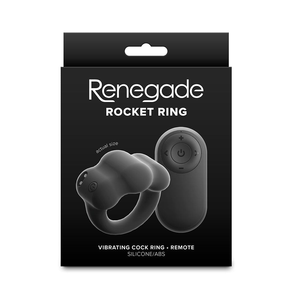 Packaging of Renegade Rocket Ring with remote control on a black background