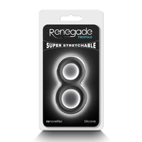 black silicone cockring with ball ring in figure 8 shape in clear package