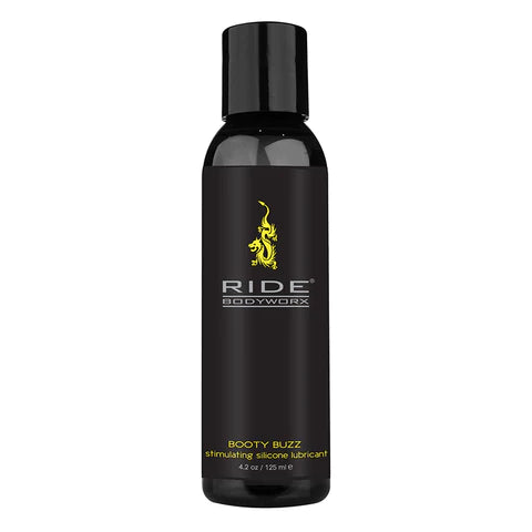 The product comes in a black bottle with a black cap. The black label has grey and yellow lettering and a yellow dragon.
