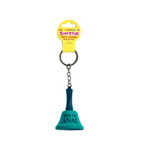 keychain bell in green with ring for anal written on