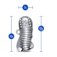 clear curved multi textured masturbator size chart