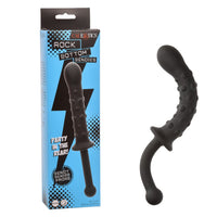 bulb shaped head, beads on body with slim handle bendy probe beside box packaging in black