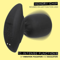 Black electronic device with branding on a yellow background