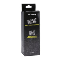 black and grey box of rock solid delay cream for men 