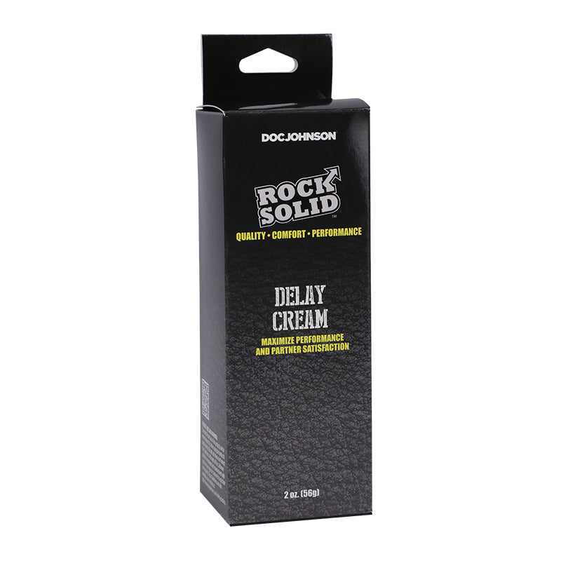 black and grey box of rock solid delay cream for men 