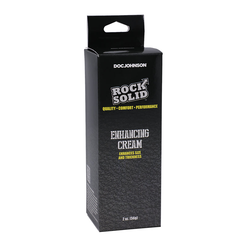 Black packaging of Doc Johnson Rock Solid Enhancing Cream on a white background