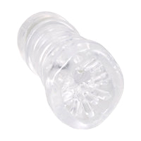 Clear nasturbator sleeve on a white background