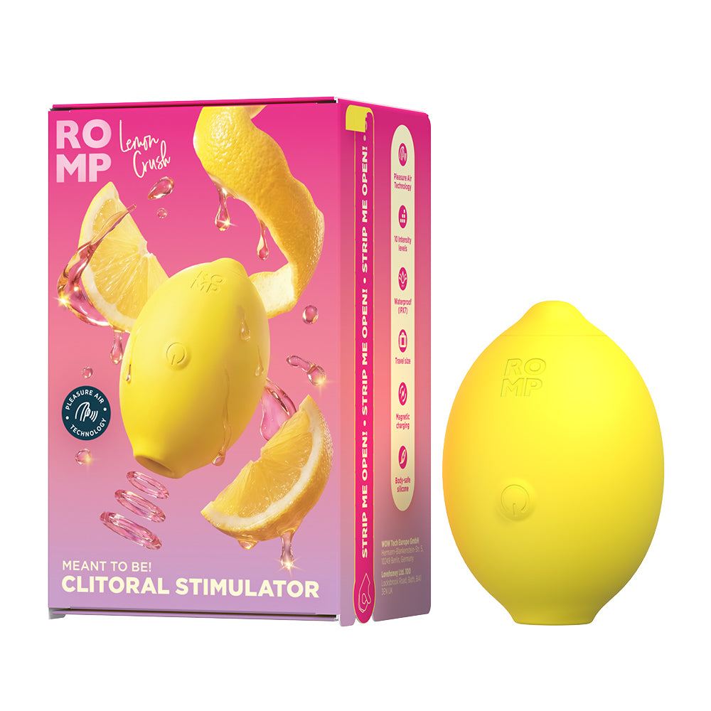 romp lemon shaped clitoral vibrator beside packaging