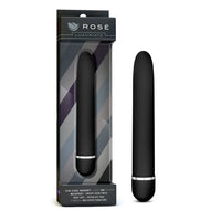 sleek slim vibrator with silver band in black