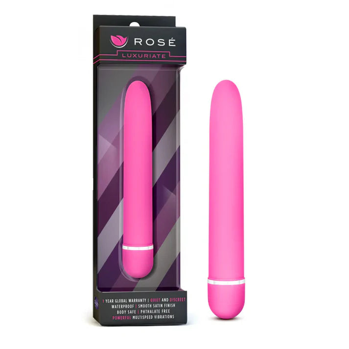 sleek slim vibrator with silver band in pink