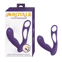 Purple P-spot Massager with packaging labeled 'The Royale' on a white background