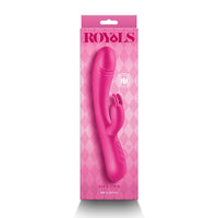 Pink packaging of a vibrator with 'ROYALS' branding on a white background