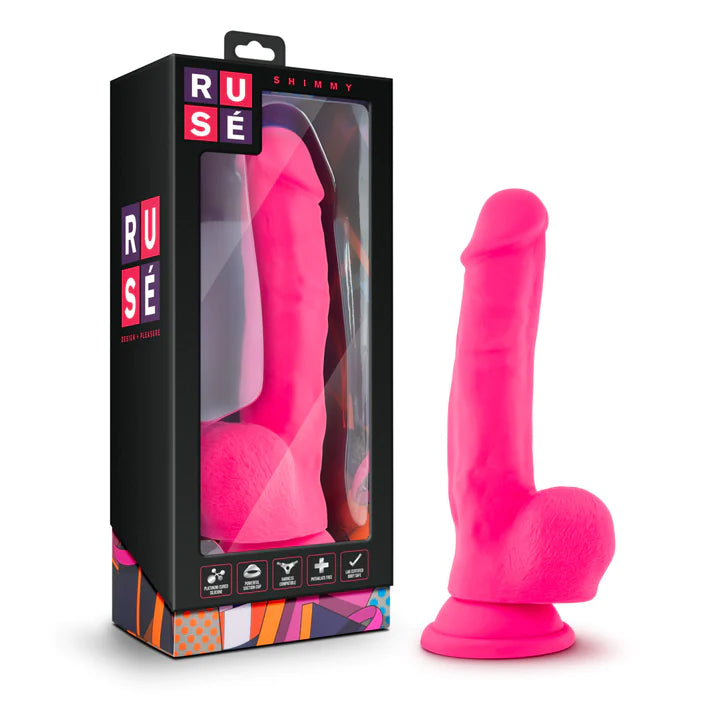 pink dildo with balls and suction cup