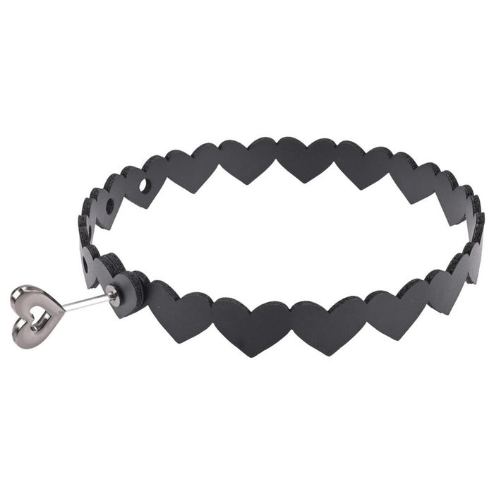 black rubber heart collar with key