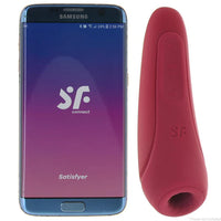 red oval clitoral sucker vibrator with control cell phone app