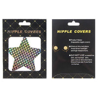 Nipple cover packaging with star design and product details on a black background