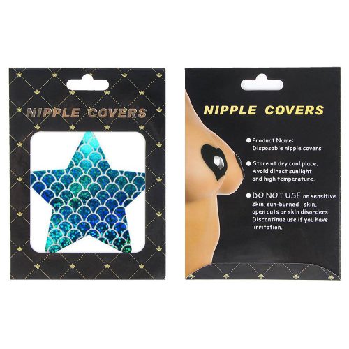 Nipple cover packaging with star design and product details on a white background
