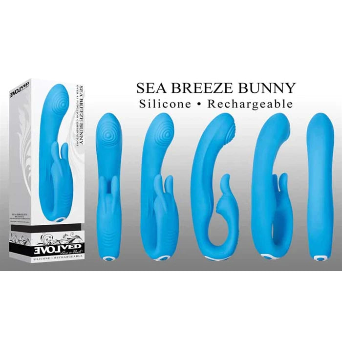 blue u shaped vibrator with bunny clit stim