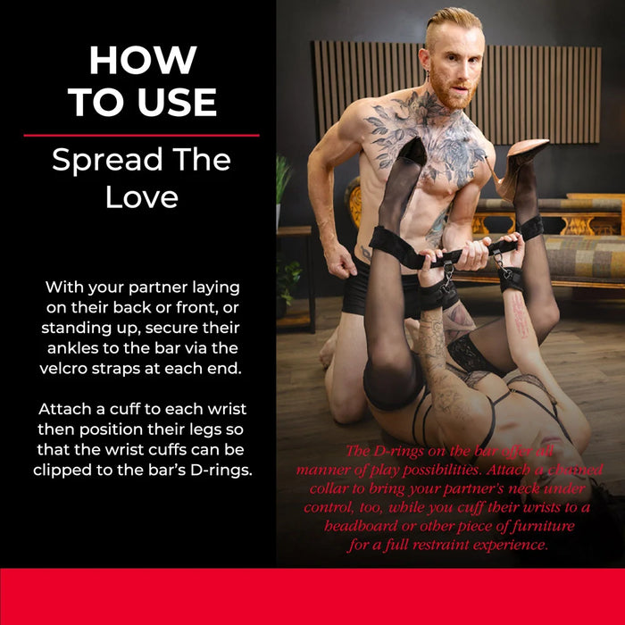 man and woman using the spread the love spreader bar 