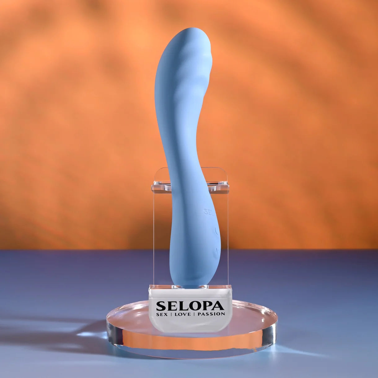 curved blue vibrator in selopa stand