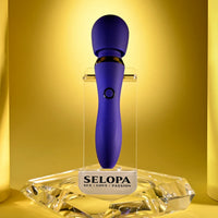 purple wand in stand on yellow background