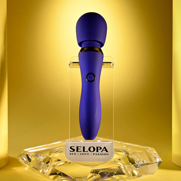 purple wand in stand on yellow background