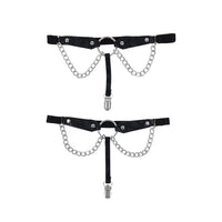 black garter with silver chains