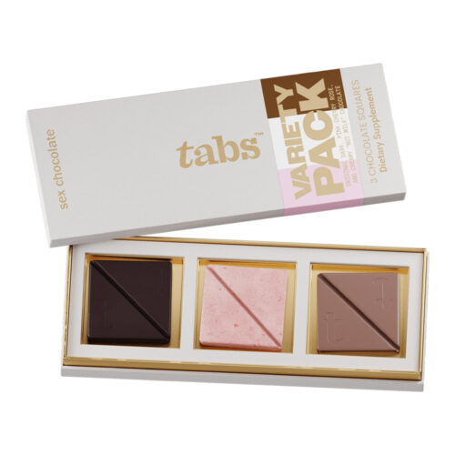 Tabs variety pack of sex chocolates on a white background