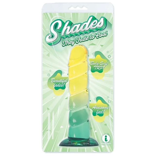 multi colored ridged dildo with suction cup base and penis shaped head