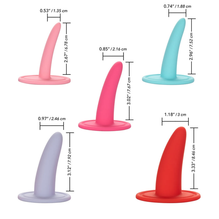 5 piece multi colord dilator set with measurements