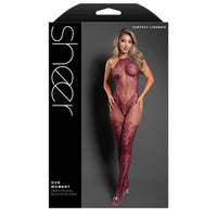 Shoelace Fantasy Lingerie packaging with a model wearing a crotchless bodystocking.