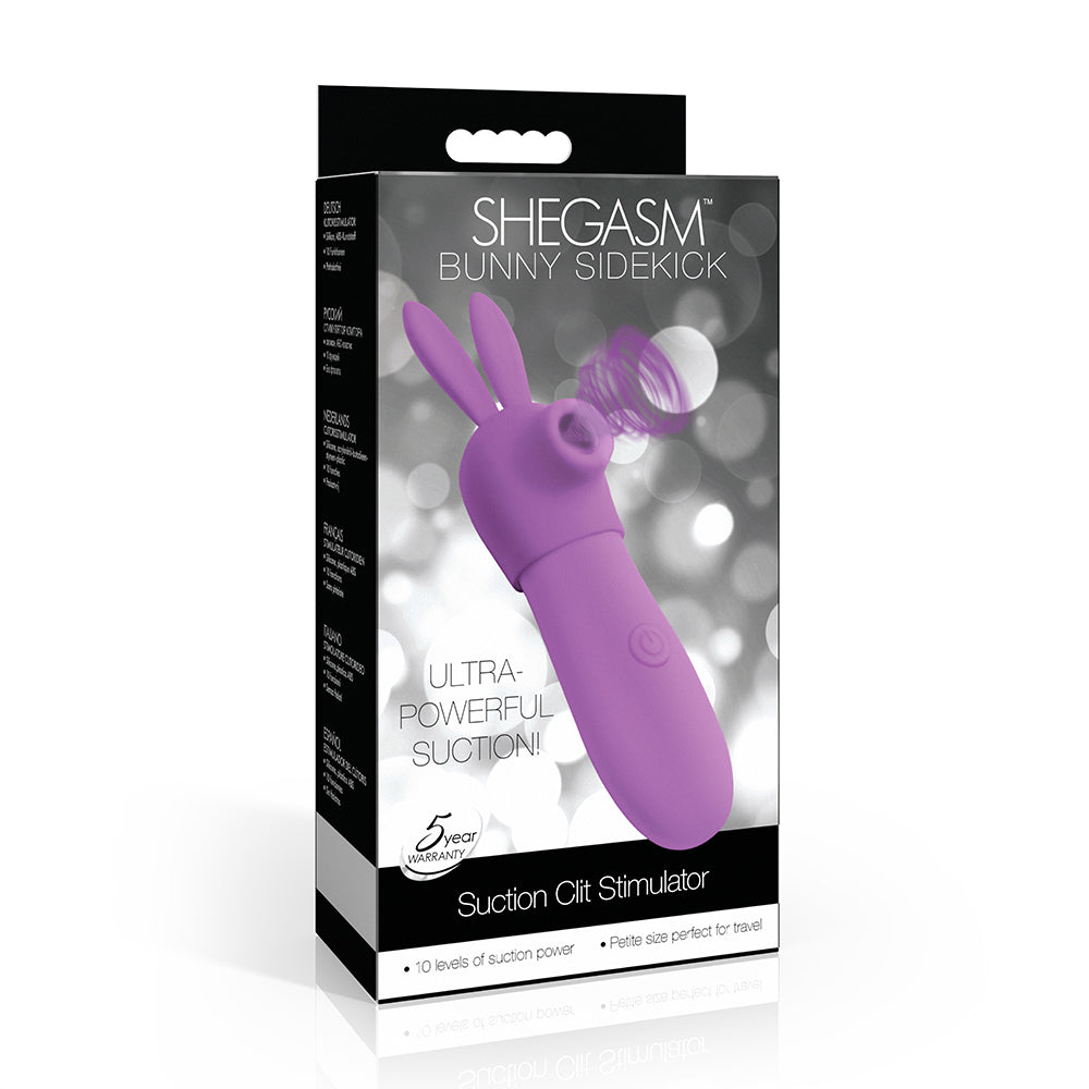 clitoral suction vibrator with bunny ears and handle on box