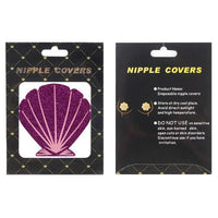 Nipple cover packaging with shell design on a black background
