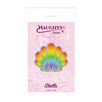 sea shell nipple pasties in bright rainbow color