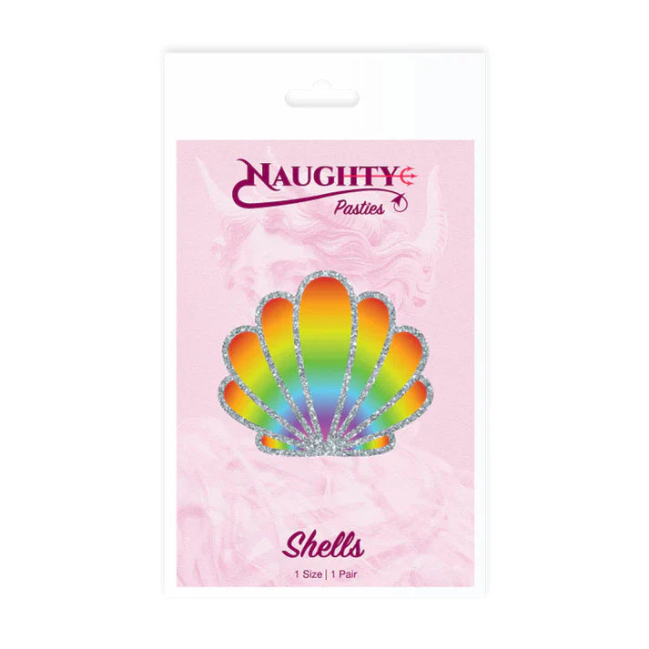 sea shell nipple pasties in bright rainbow color