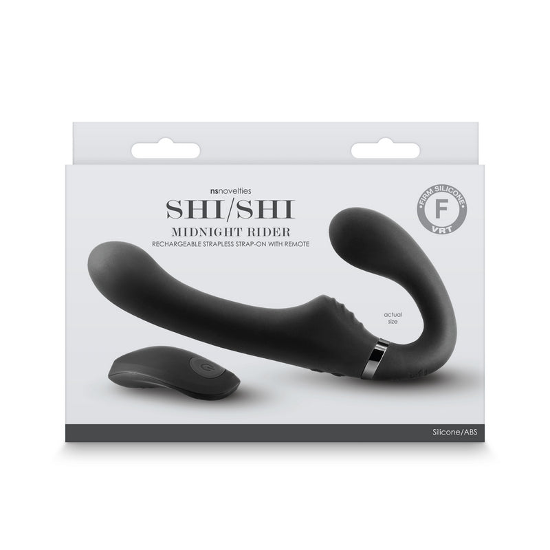 black silicone rechargeable strapless strap on