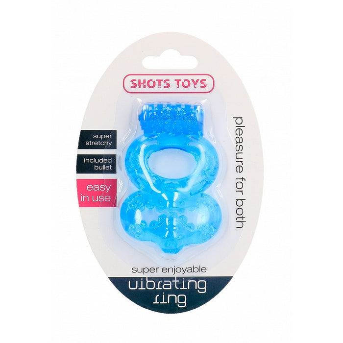 blue jelly vibrating cock ring with clit flicker in packaging