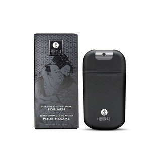 Black shunga control spray bottle for men and packaging on a white background