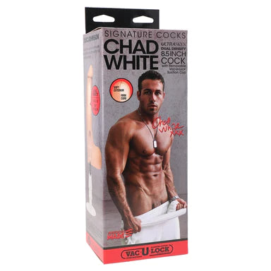 a grey display box depicting a muscular man in white underwear