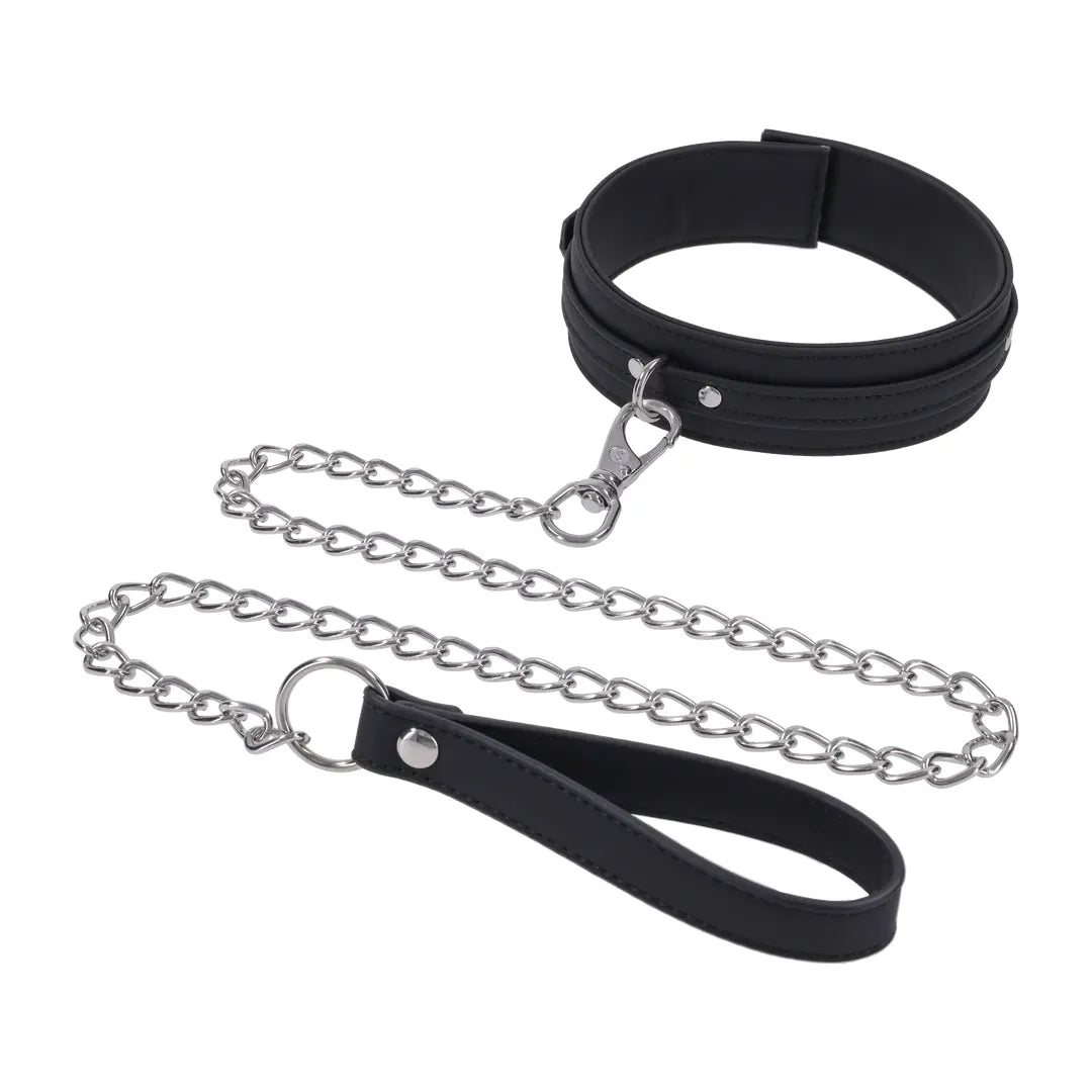 black collar and leash