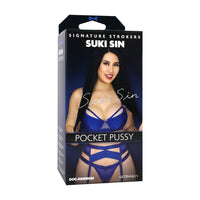 adult star suki sin in blue lingerie on box packaging