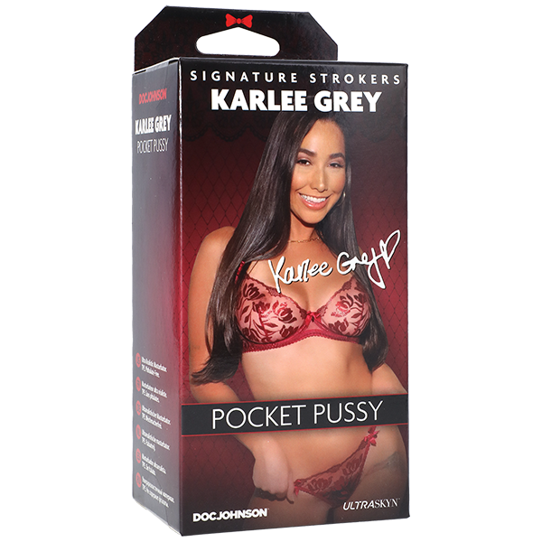 female brunette in red bra & panty on box cover